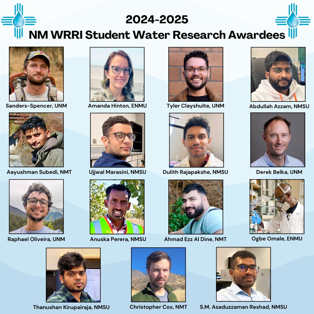 Three graduate students from CLAWRIM awarded the NM WRRI Student Water Research Grant