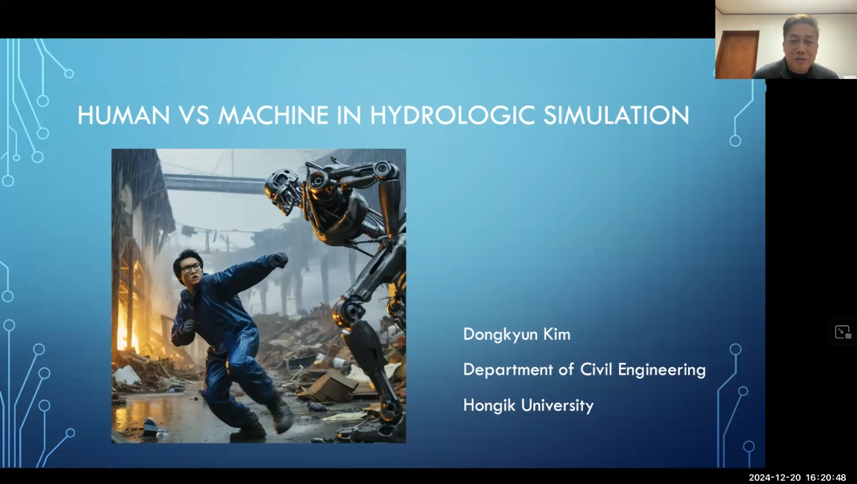 Dr. Kim gave a talk on “Human vs. Machine in Hydrologic Simulation”